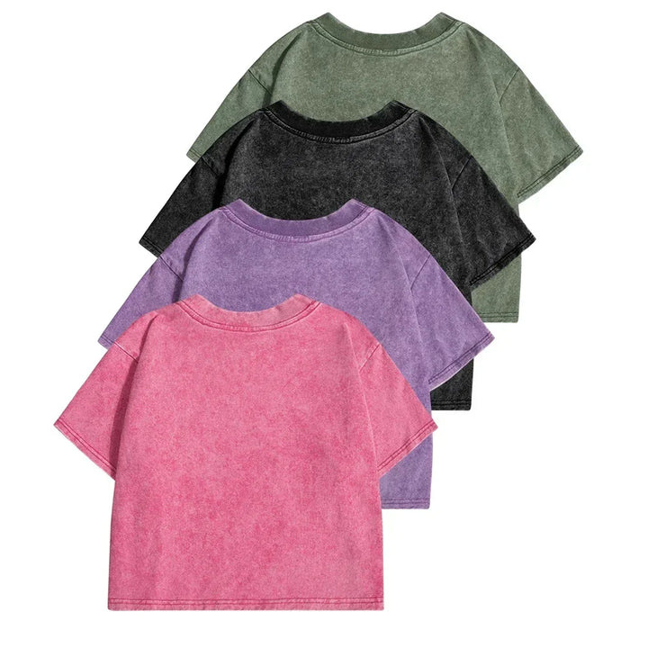 Acid Washed Short T-Shirt for Women