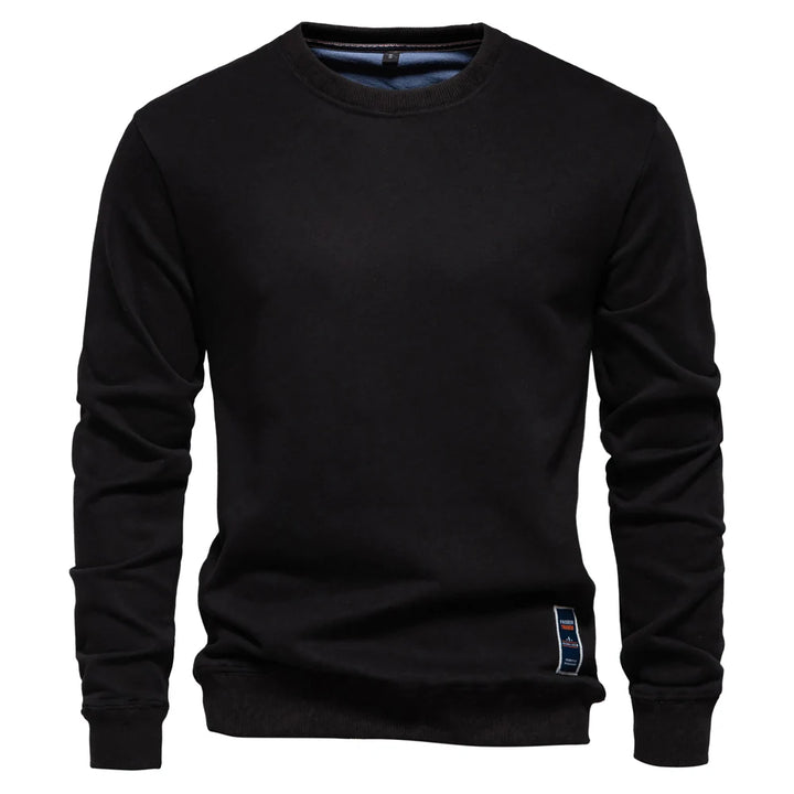 Casual Cotton-Blend Crew Neck Pullover Sweatshirt
