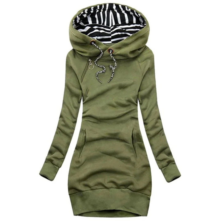 Casual Solid Color Long Sleeve Hoodie Dress