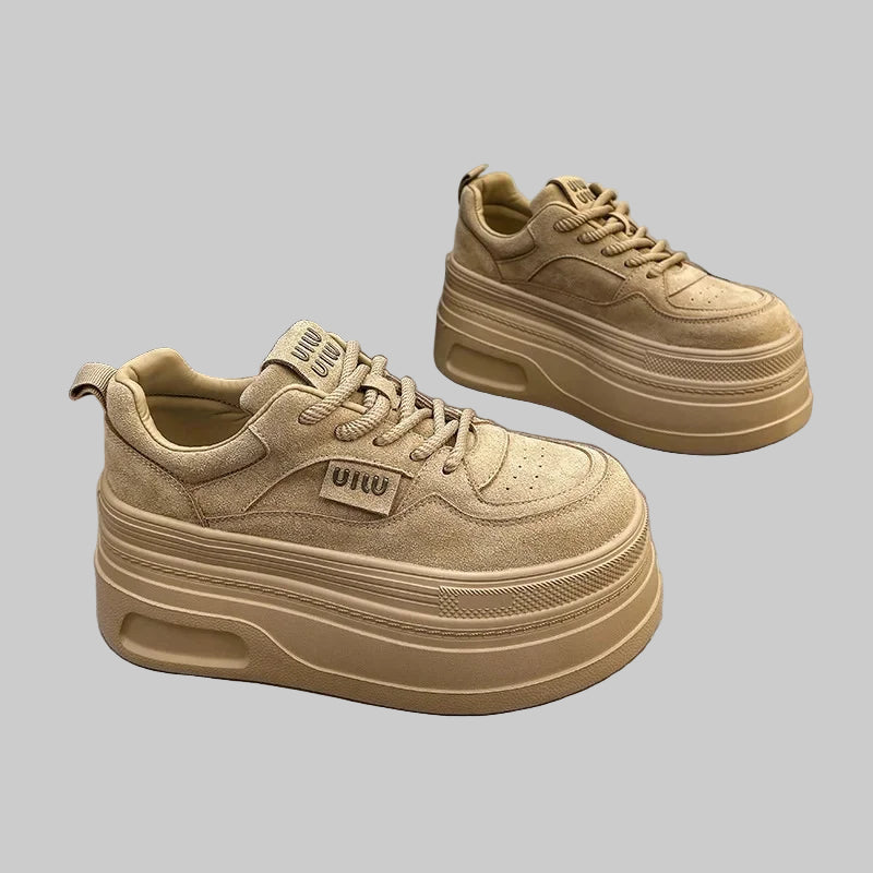 Retro Matte Leather Chunky Sneakers