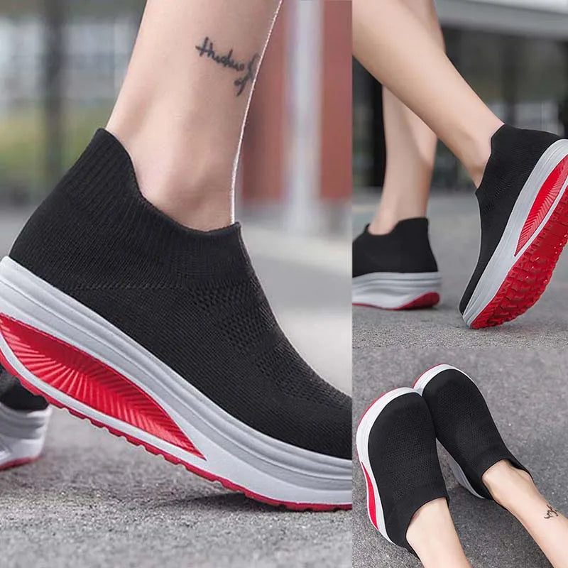 Vulcanized Thick Sole Slip-On Sneakers