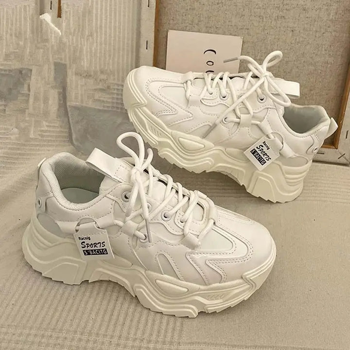 Trendy Chunky Leather Platform Sneakers