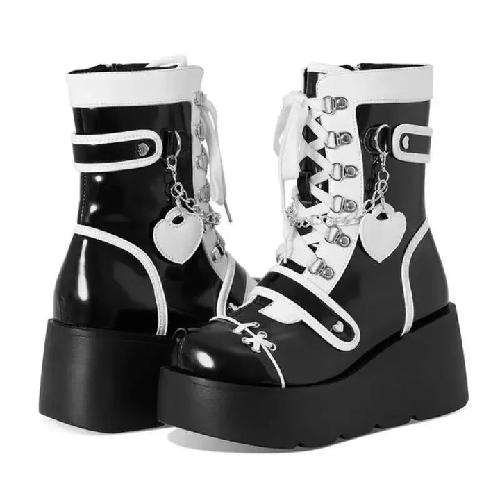 Charming Heart-Shaped Platform Ankle Boots