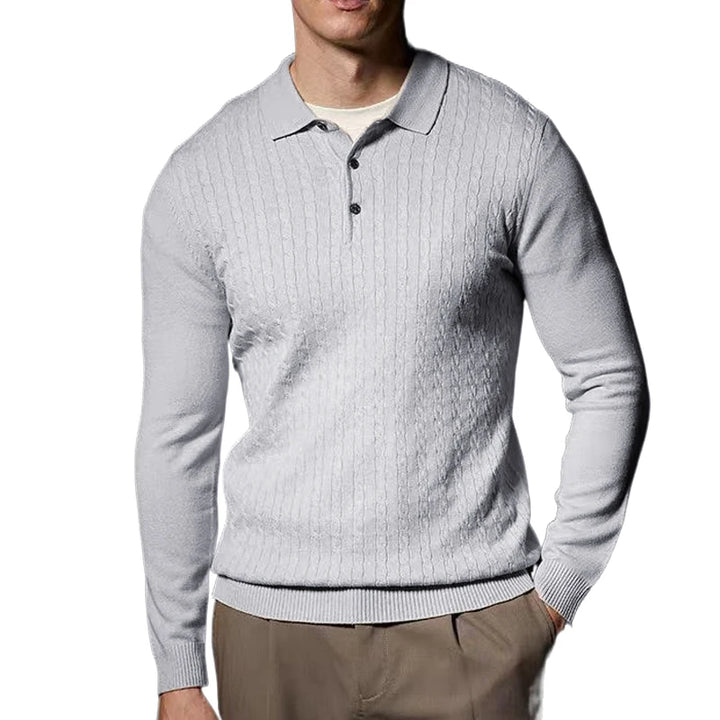 Long Sleeve V-Neck Knitted Polo Sweater