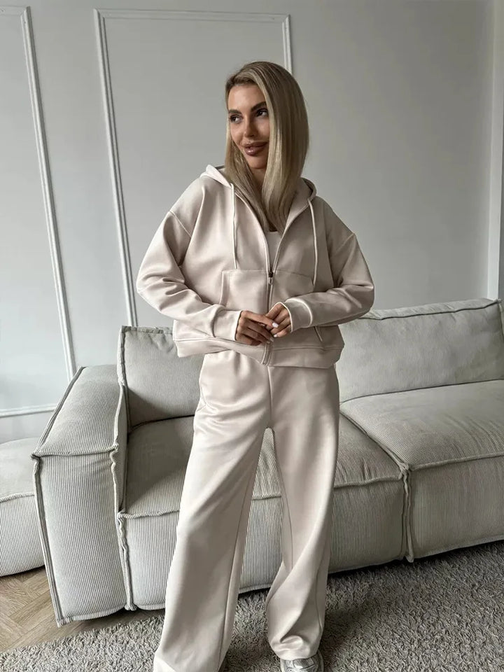 Casual Hooded Cardigan Two-Piece Set