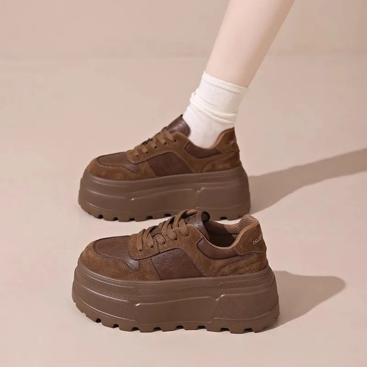 Leather Plush Chunky Platform Sneakers