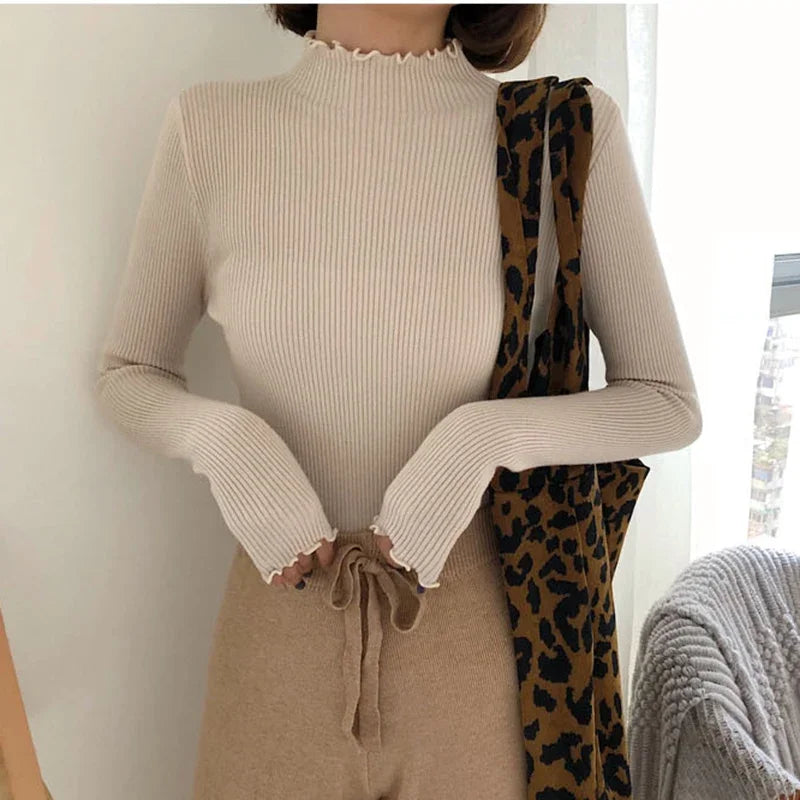 Knitted Ribbed Pullover Sweater