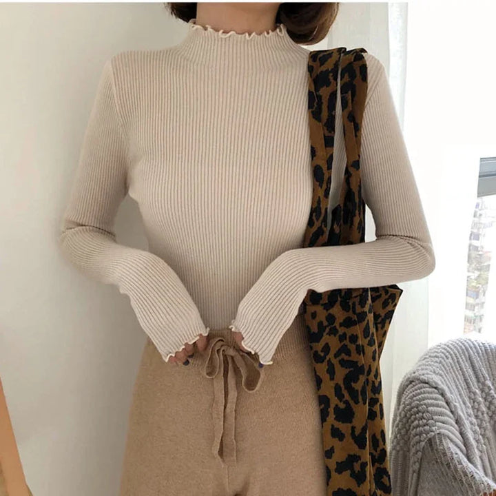 Knitted Ribbed Pullover Sweater