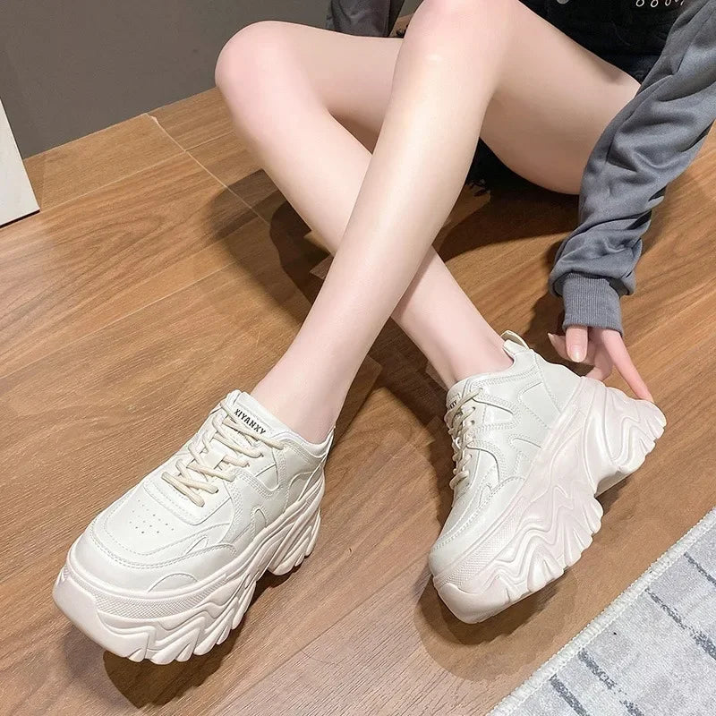 8CM Hidden Wedge Heels Platform Chunky Sneakers