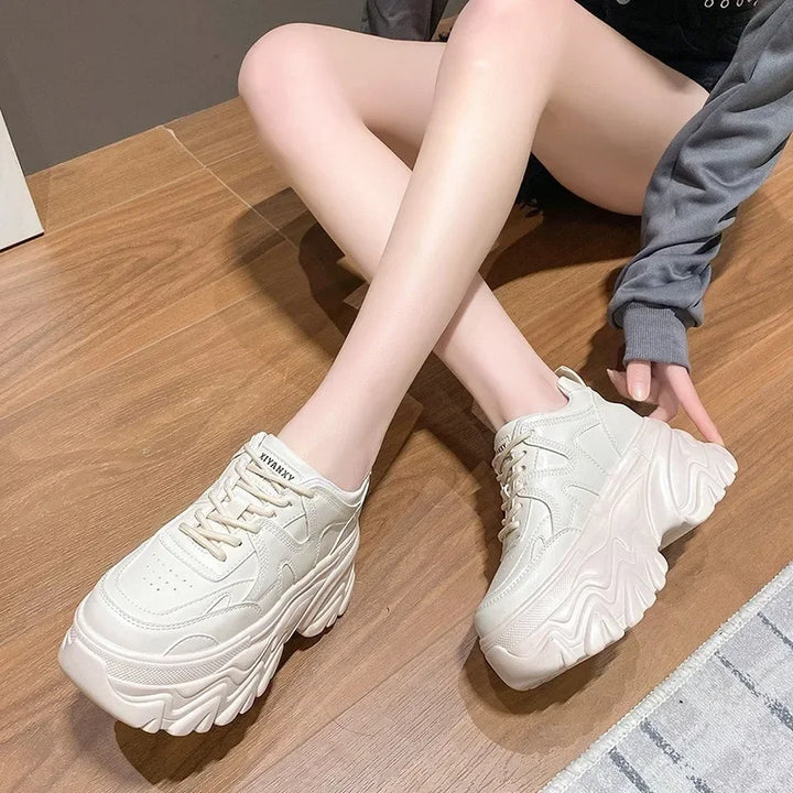 8CM Hidden Wedge Heels Platform Chunky Sneakers