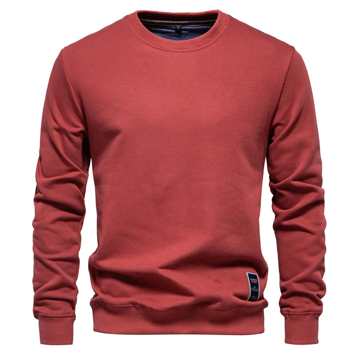 Casual Cotton-Blend Crew Neck Pullover Sweatshirt