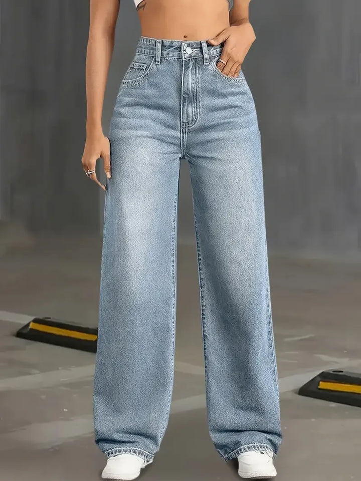 American High Waist Retro Straight Jeans