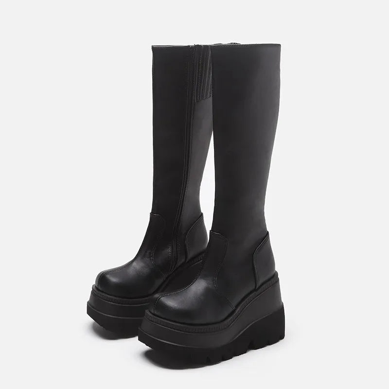 Gothic Mid-Calf Thick-Soled Unisex Punk Boots