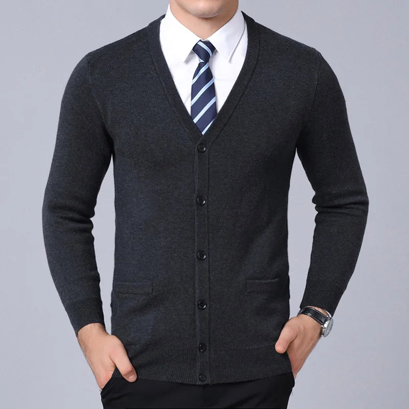 V-Neck Slim Fit British Style Cardigan Sweater