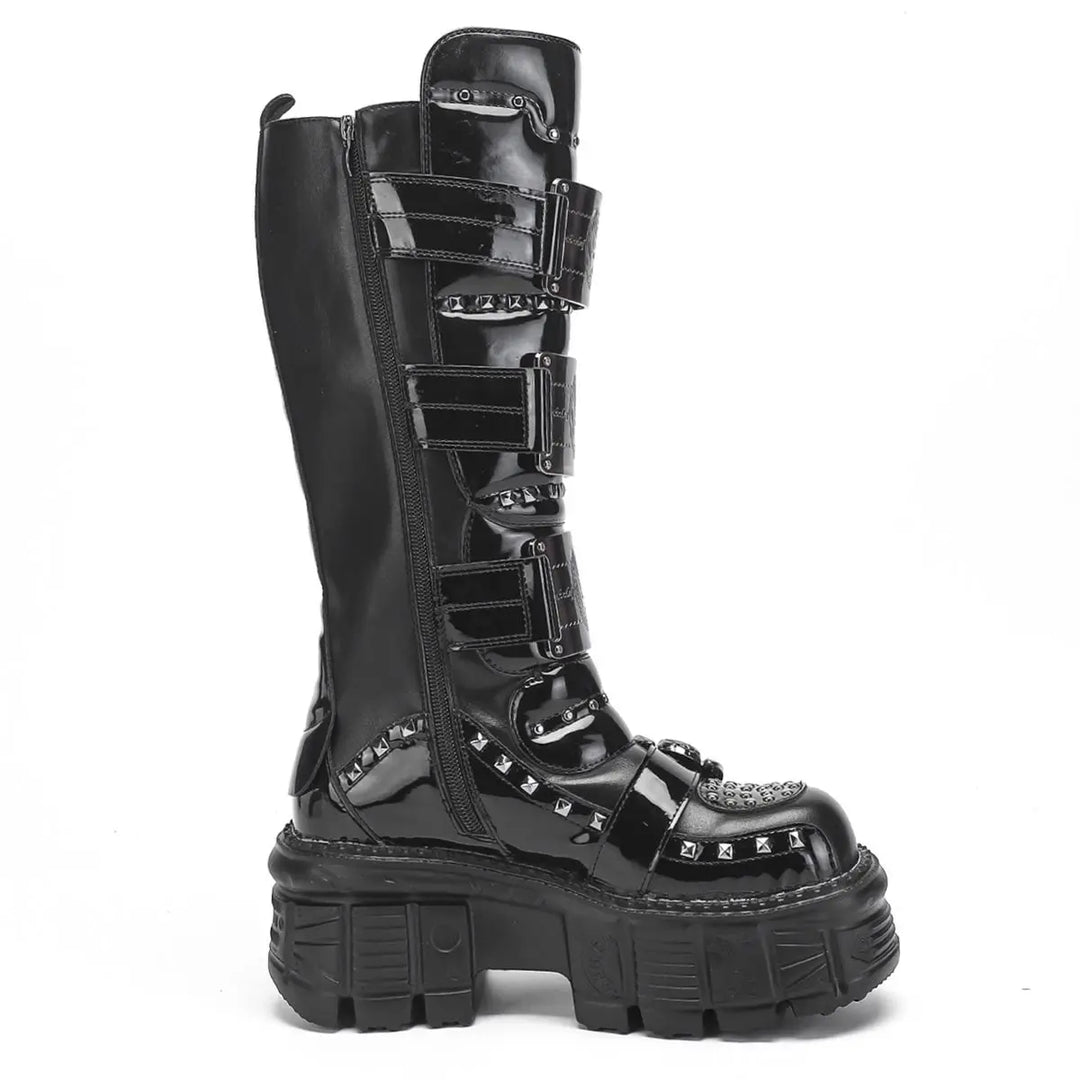 Premium Dark Metal Rock Punk Mid-Height Chelsea Boots