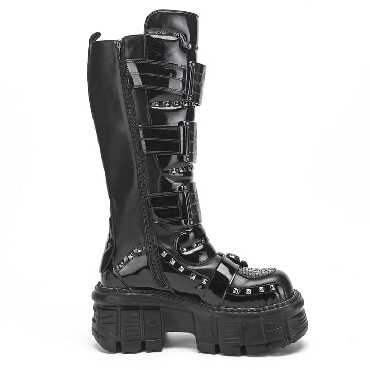 Premium Dark Metal Rock Punk Mid-Height Chelsea Boots