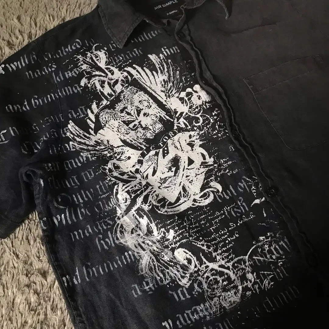 Y2K Gothic Black Retro Tee