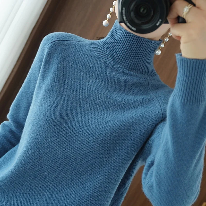 Essential Cashmere Merino Wool Mock Neck Sweater