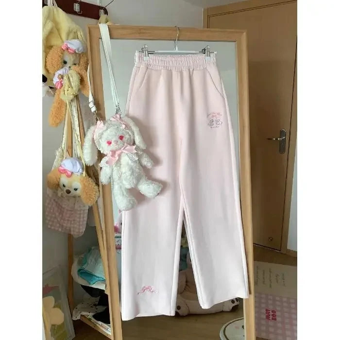 Cartoon Casual Loose-Fit Wide-Leg Sweatpants