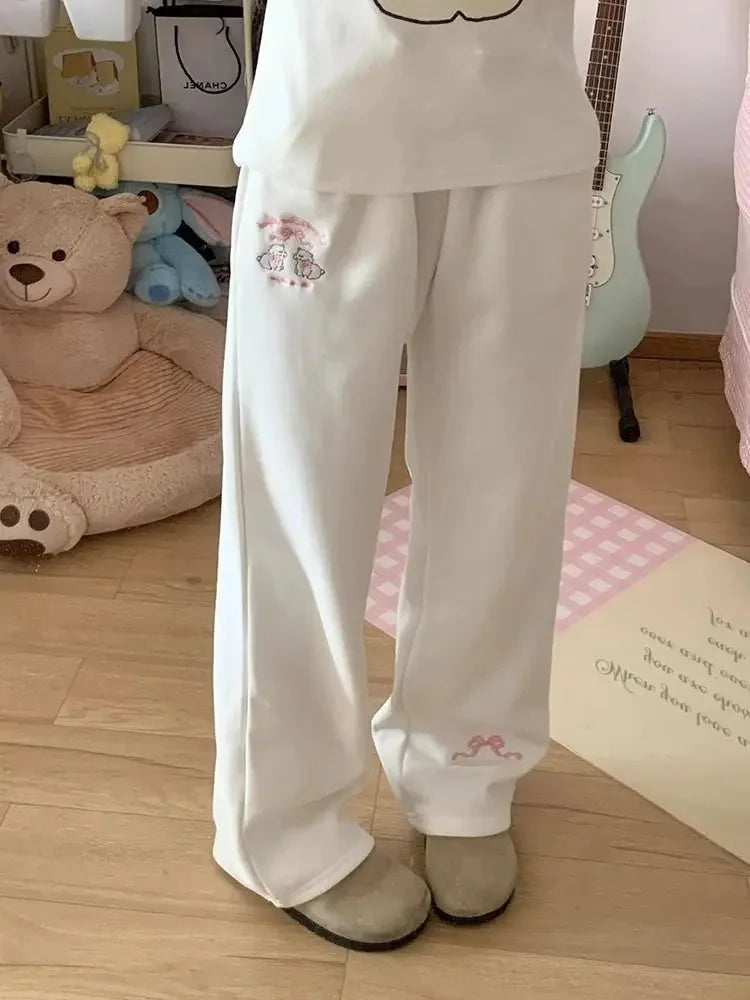 Cartoon Casual Loose-Fit Wide-Leg Sweatpants