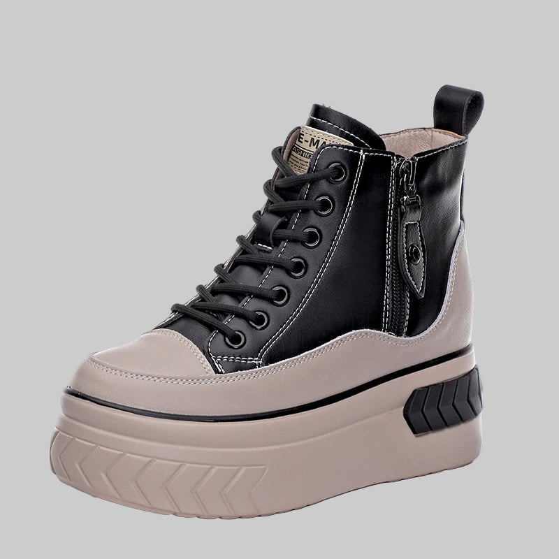 High Top Genuine leather 8cm Platform Boots
