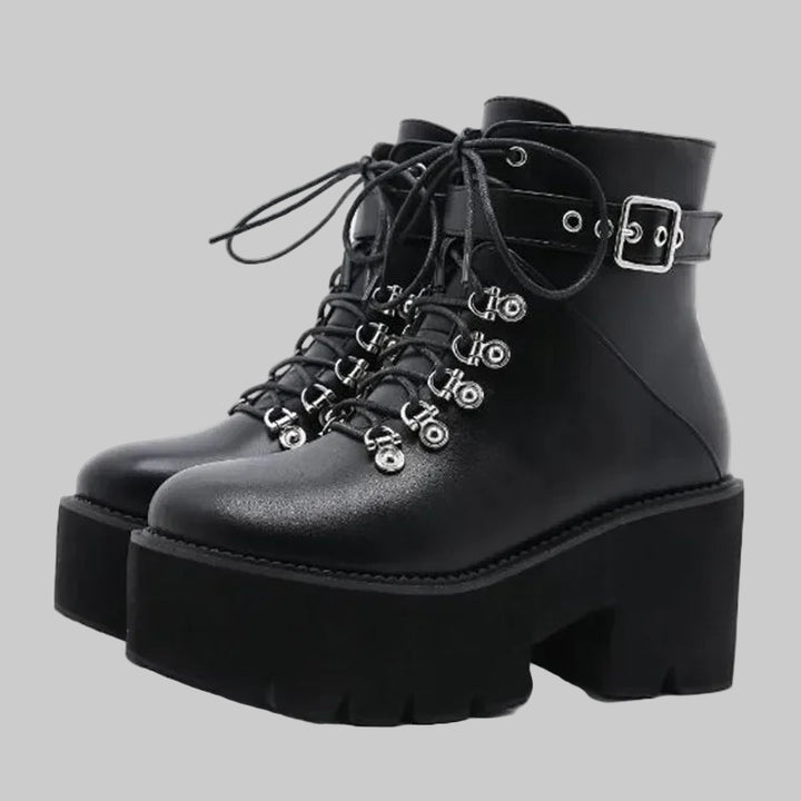 Chunky Heeled Punk Goth Ankle Motorcycle Boots