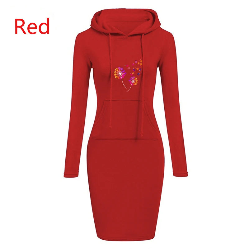 Trendy Midi Hooded Slim Fit Solid Color Dress