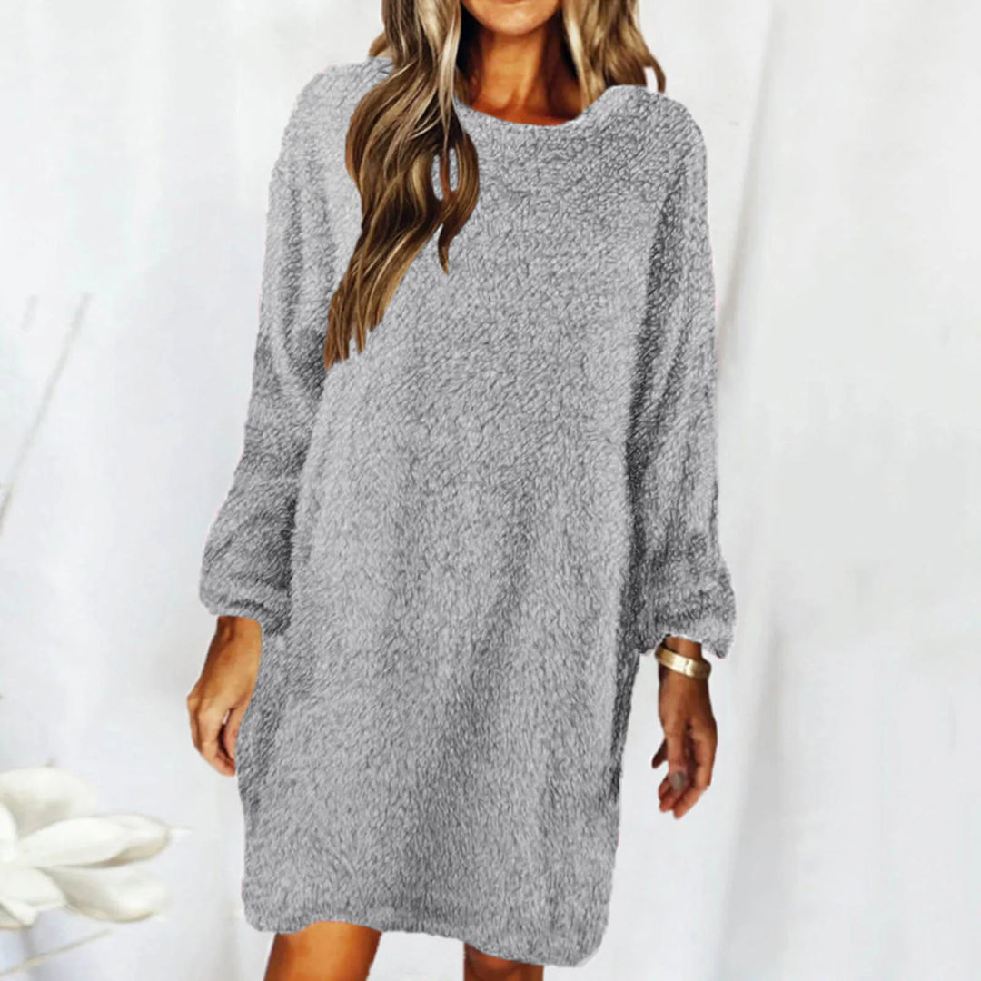 Round Neck Solid Color Loose Plush Sweater