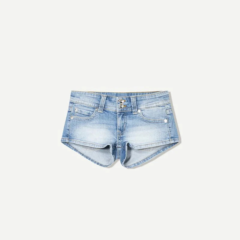 Y2K Low-Waist Peachy Bottom Denim Mini Shorts