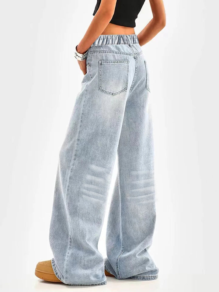 Retro Washed Wide-Leg Jeans
