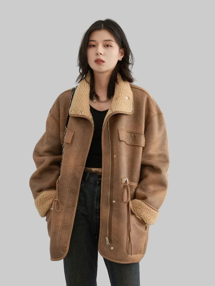 OKSIN Reversible Thick, Warm Suede Jacket