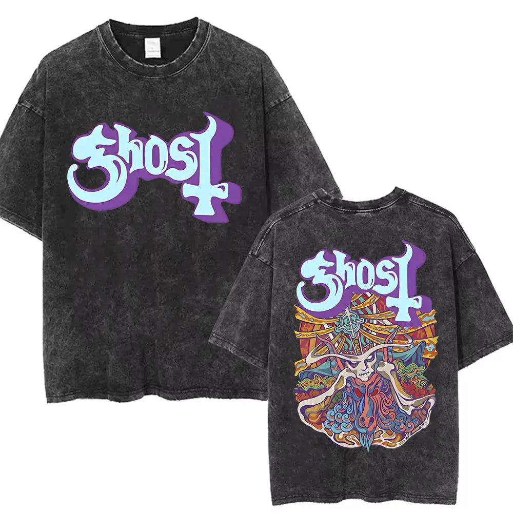 Washed Vintage Gothic Rock Metal Ghost Band Tees