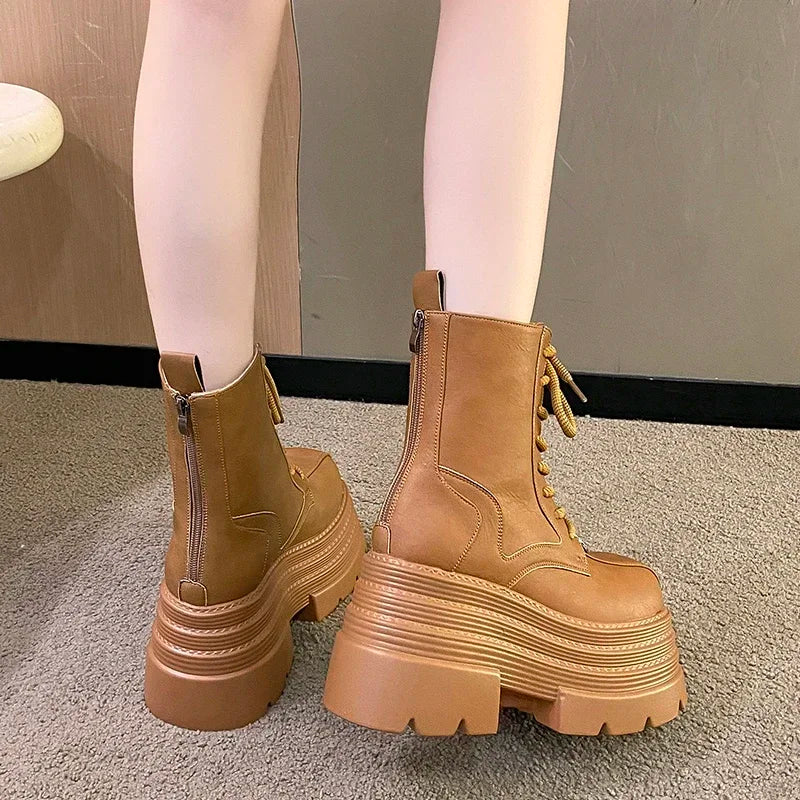 Gothic Punk Platform Motorcycle Boots for Women