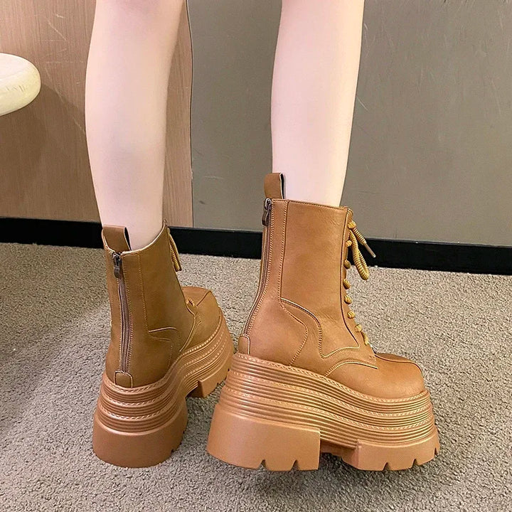 Gothic Punk Platform Motorcycle Boots for Women