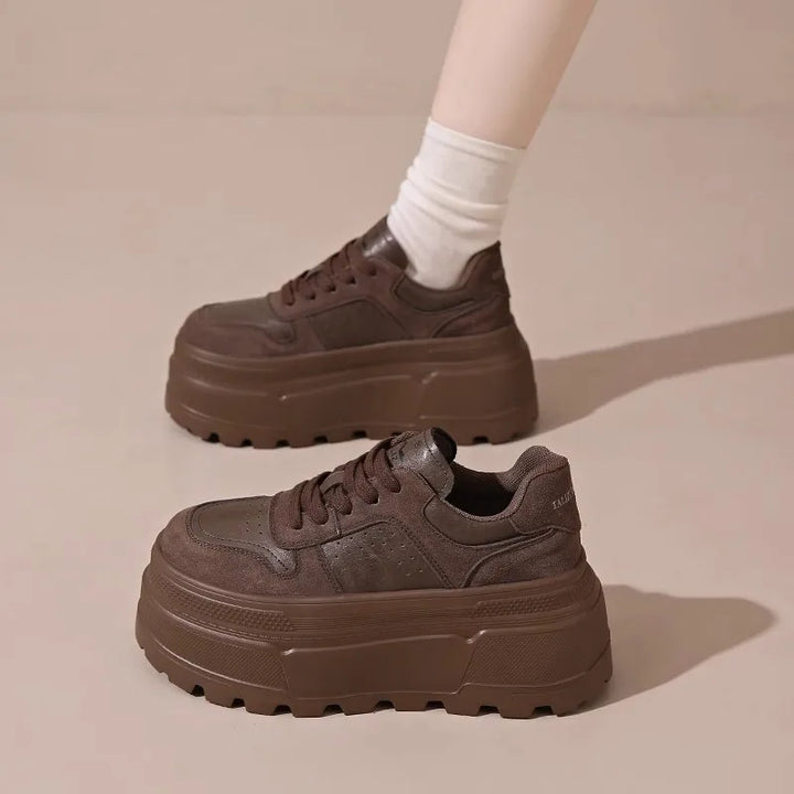Leather Plush Chunky Platform Sneakers