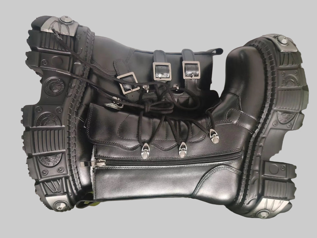 Retro Unisex Heavy Metal Punk Motorcycle Platform Boots