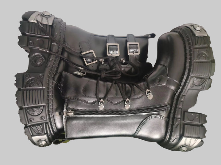 Retro Unisex Heavy Metal Punk Motorcycle Platform Boots