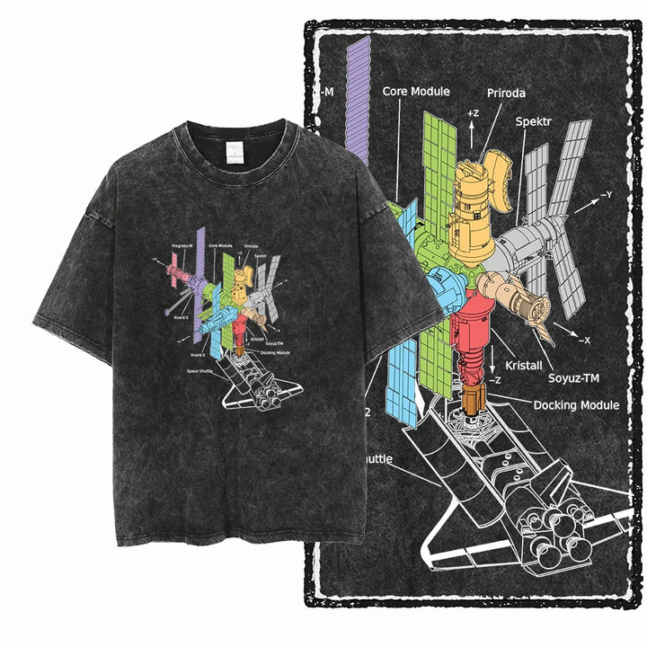 Oversized Washed Retro Finish Print Tees