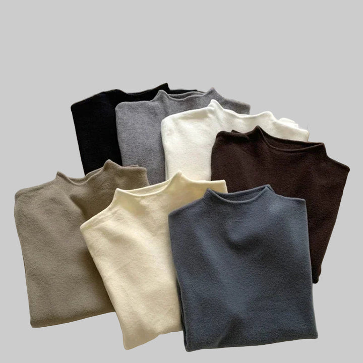 Knitted Solid Half Turtleneck Sweater Pullover