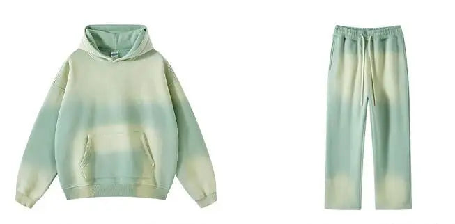 Unisex Retro Tie-Dye Two-Piece Hooded Set
