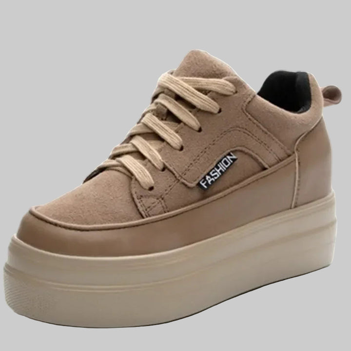 8CM Genuine Leather Cow Suede Chunky Sneakers