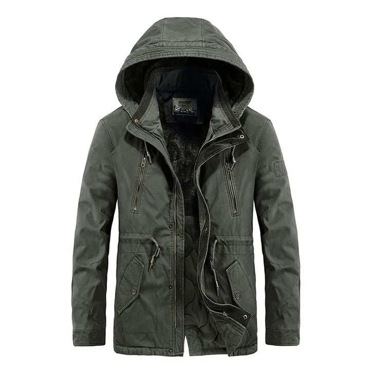 Fleece Lined Detachable Hood Winter Coat