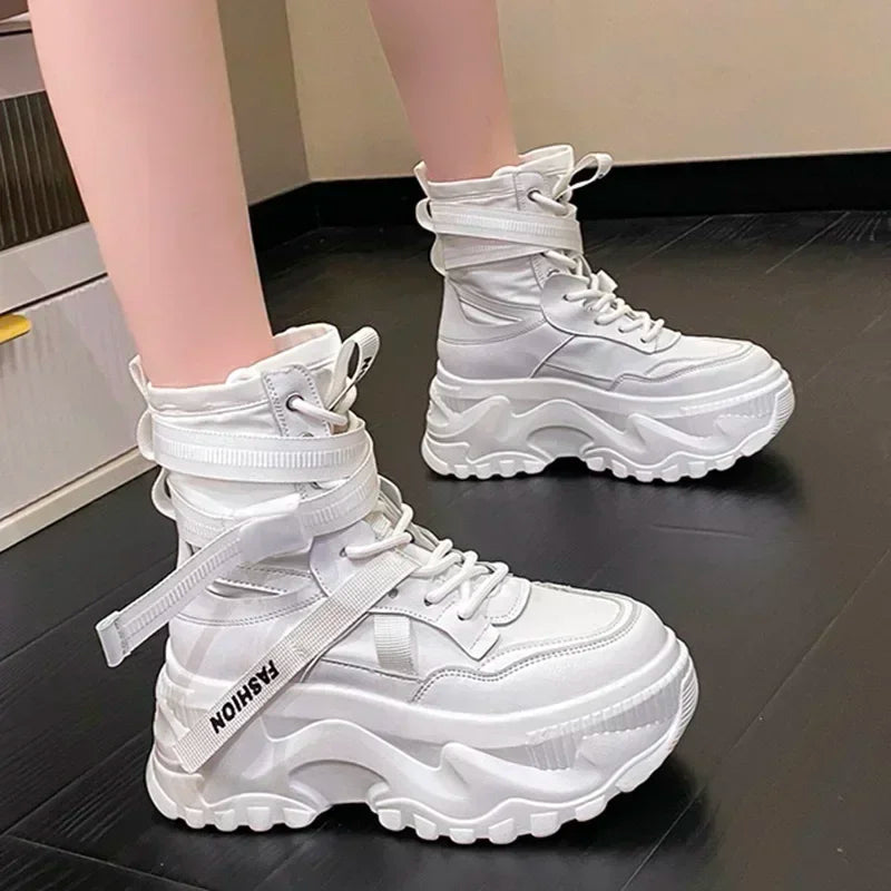 Chunky Thick Sole Lace Up Platform Ankle Boots