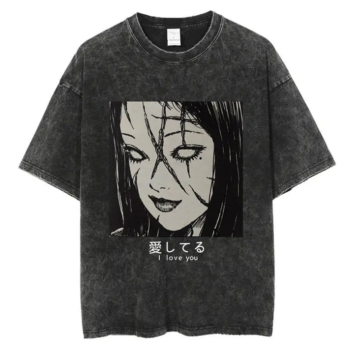 Washed Graphic Print Harajuku Hip Hop T-Shirt