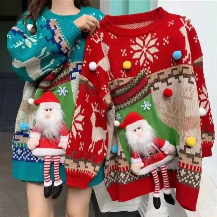 3D Cartoon Knitted Christmas Sweater