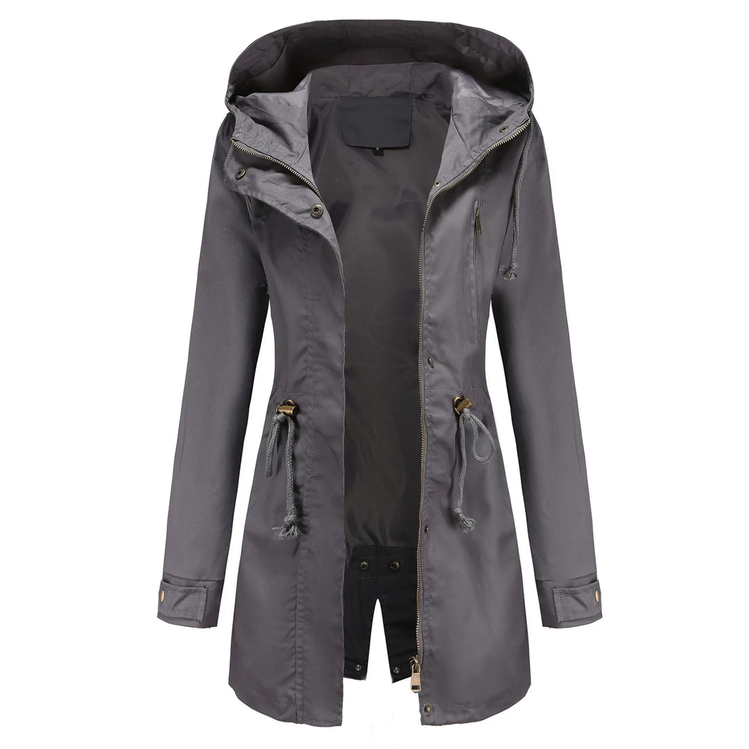 Hooded Drawstring Waist Oversized Windbreaker