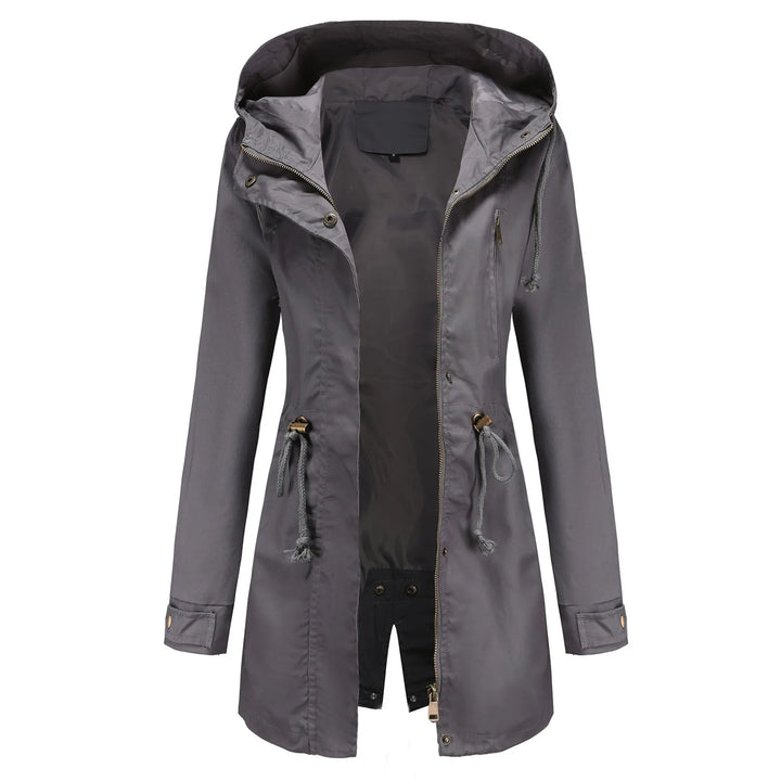 Hooded Drawstring Waist Oversized Windbreaker