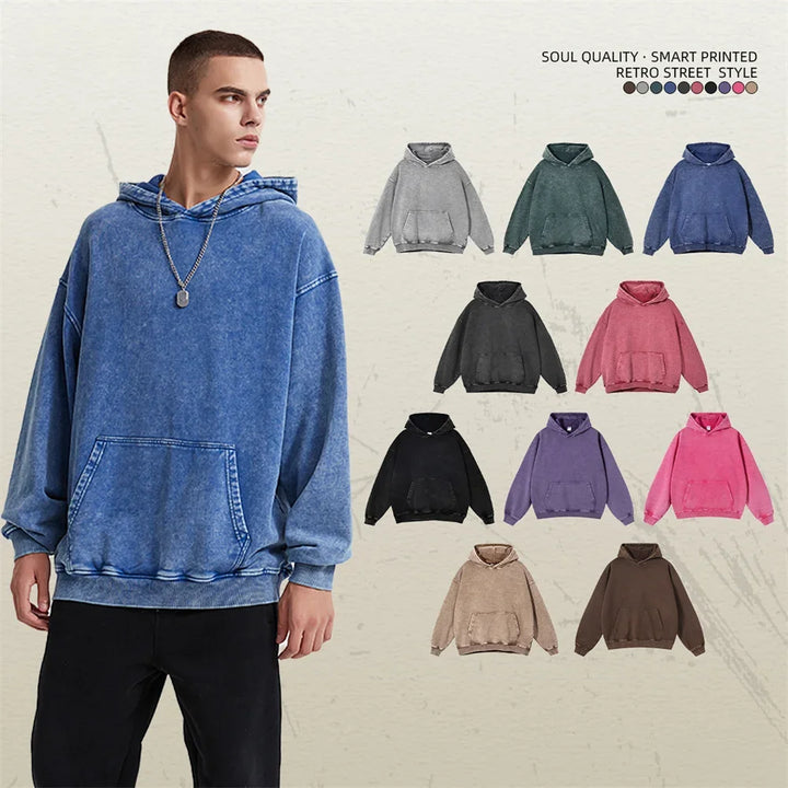 High Street Heavy Weight Washed Cotton Hoodies