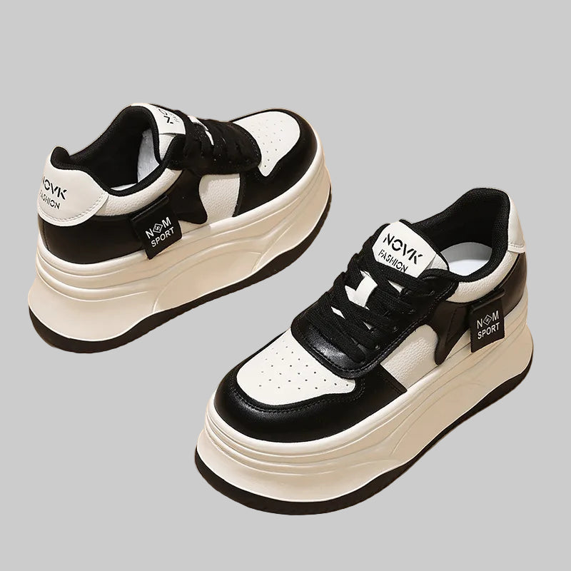 Genuine Leather 12cm Platform Chunky Sneakers