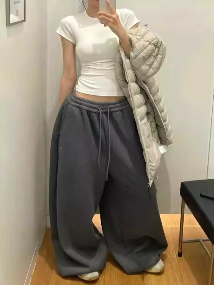 American Retro Lazy Loose Wide Leg Casual Sweatpants
